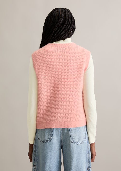 Regular sleeveless cardigan — Rose Powder