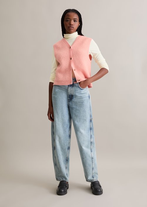 Regular sleeveless cardigan — Rose Powder