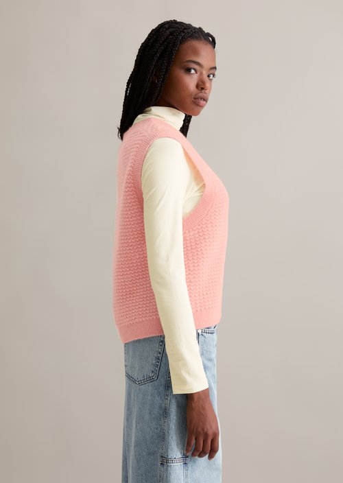 Regular sleeveless cardigan — Rose Powder