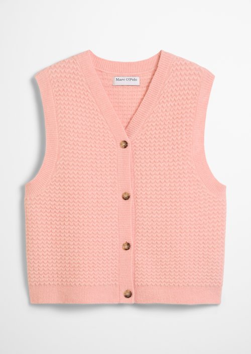 Regular sleeveless cardigan — Rose Powder