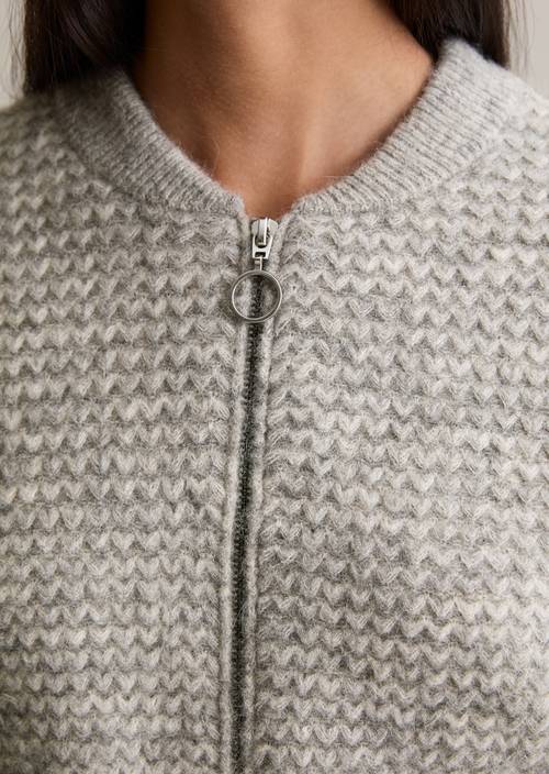 Relaxed zip cardigan Stone Melange in detail view