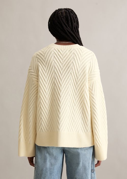 Relaxed knit sweater — White Blush