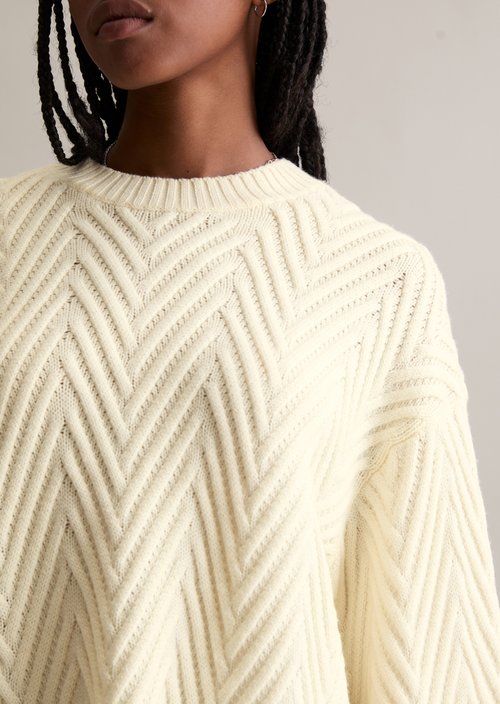 Relaxed knit sweater — White Blush