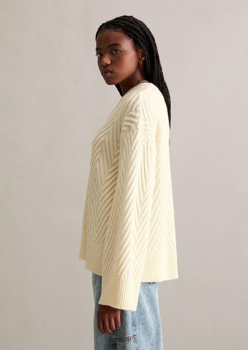 Relaxed knit sweater — White Blush