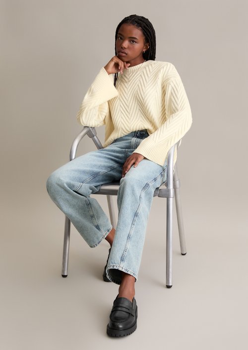 Relaxed knit sweater — White Blush