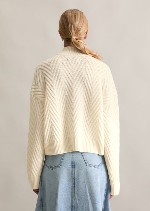 Relaxed knit troyer — White Blush