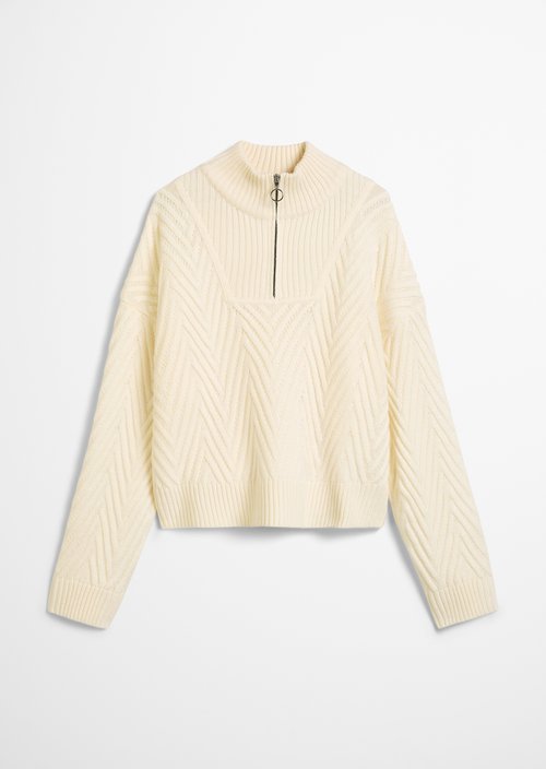 Relaxed knit troyer — White Blush