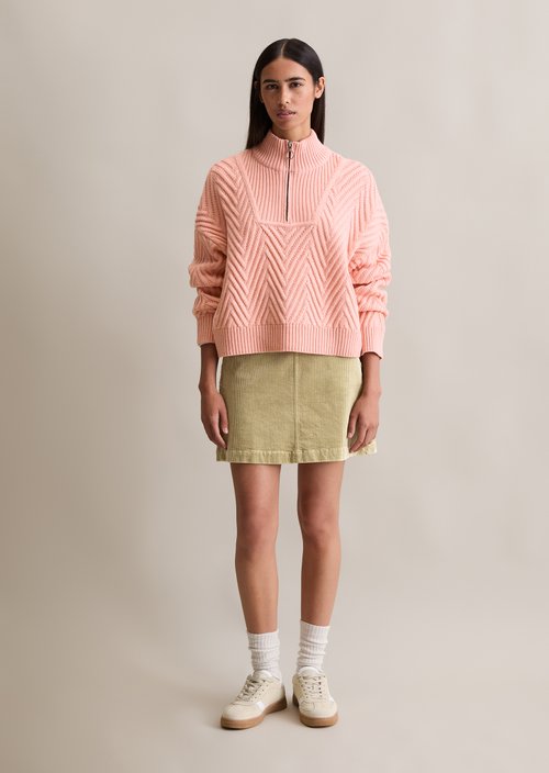 Relaxed knit troyer — Rose Powder