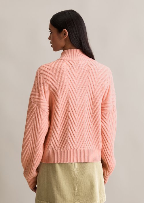 Relaxed knit troyer — Rose Powder