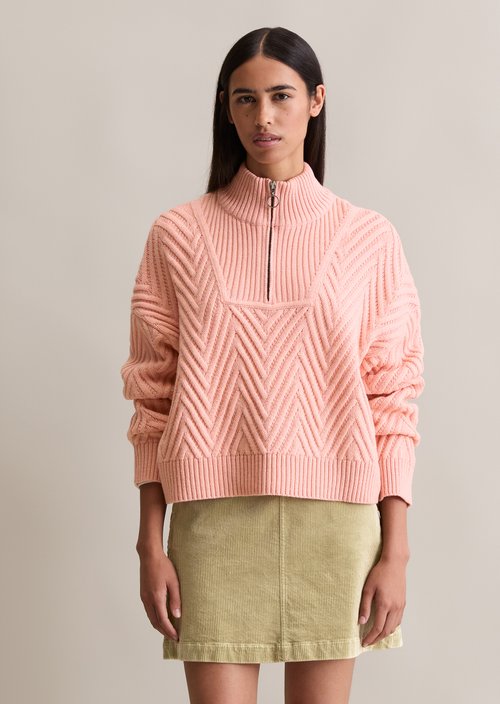 Relaxed knit troyer — Rose Powder