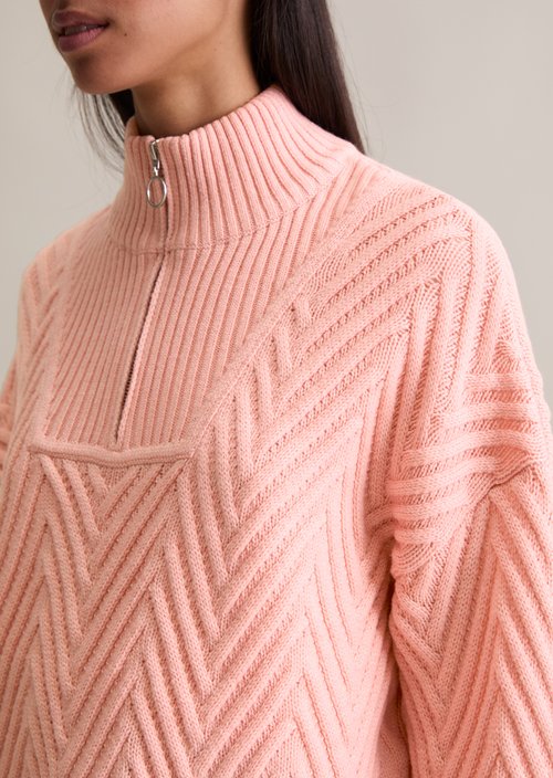 Relaxed knit troyer — Rose Powder