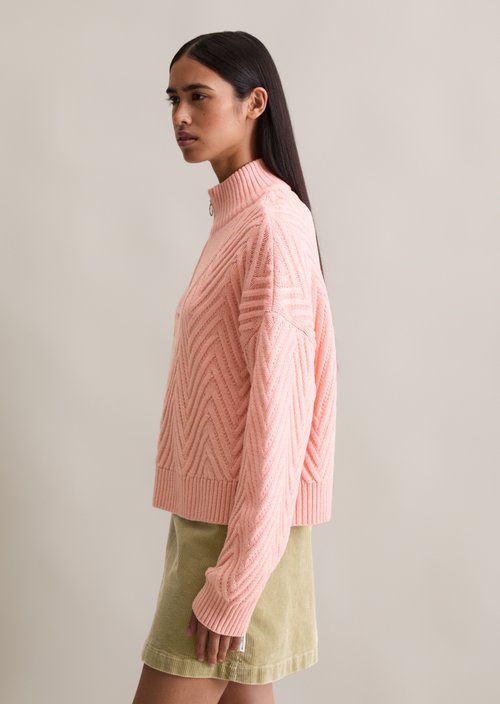 Relaxed knit troyer — Rose Powder