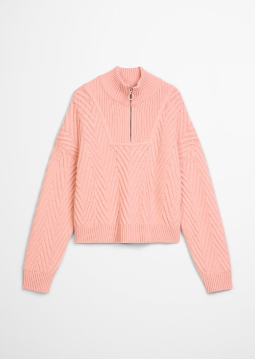 Relaxed knit troyer — Rose Powder