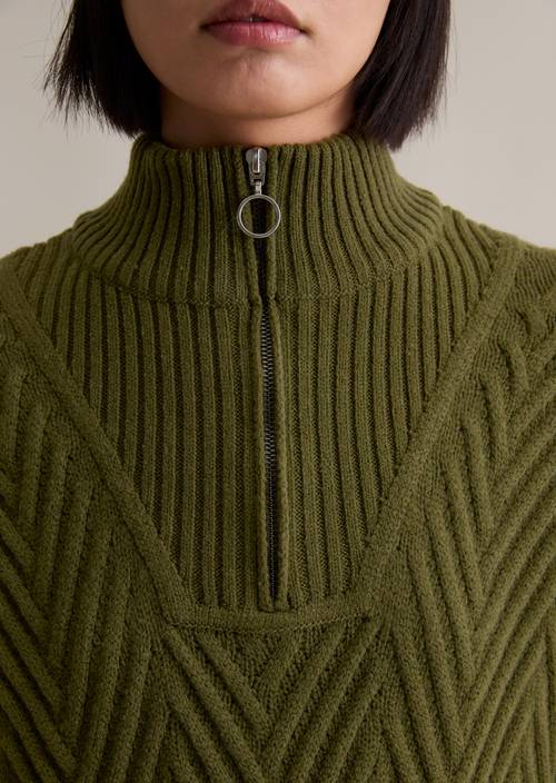 Relaxed zip knit dress Burnished Logs in detail view