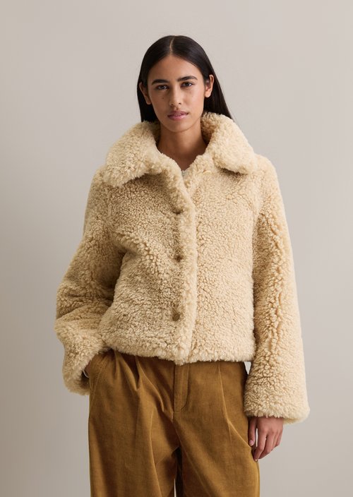 Teddy jacket regular — Sand Melange