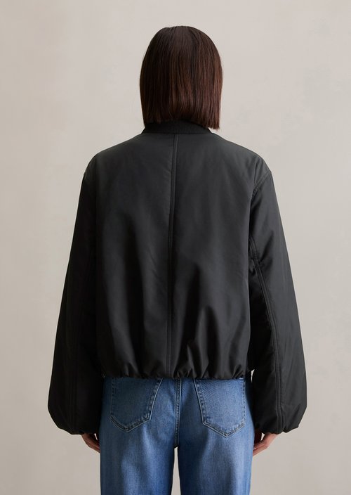 Aviator-style relaxed cropped blouson — Black