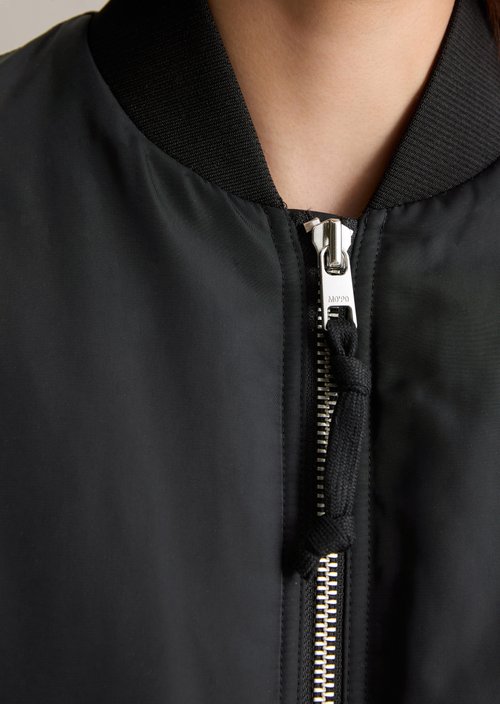 Aviator-style relaxed cropped blouson — Black
