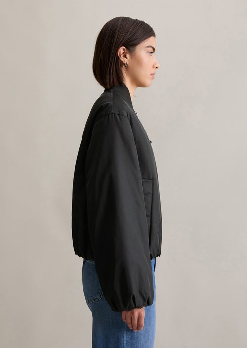 Aviator-style relaxed cropped blouson — Black