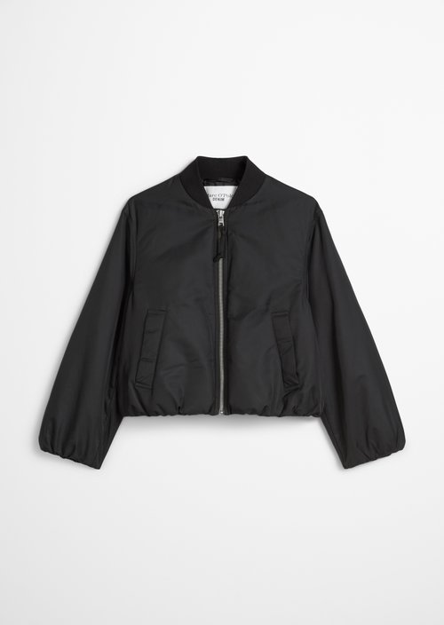 Aviator-style relaxed cropped blouson — Black