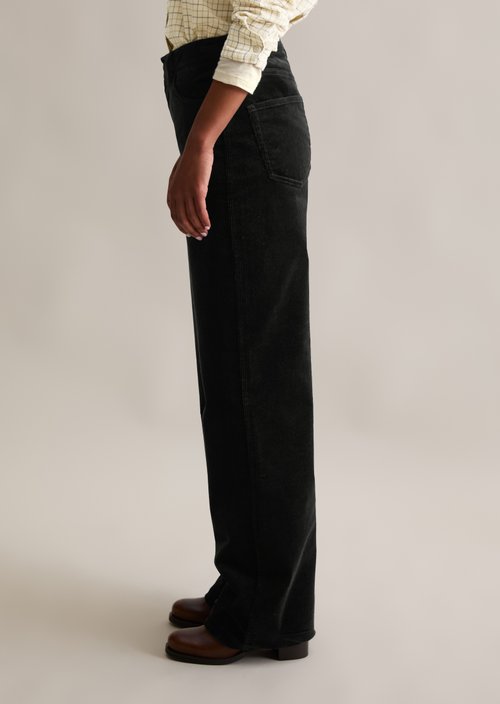 Corduroy pants model Tomma wide — Black