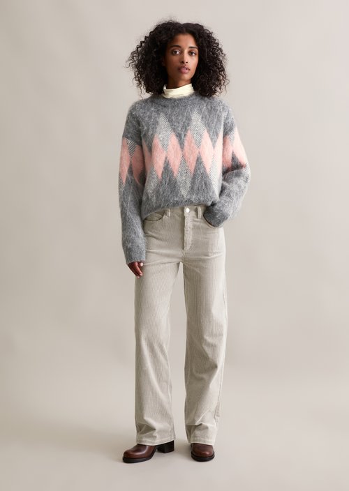 Corduroy pants model Tomma wide — Stone Grey