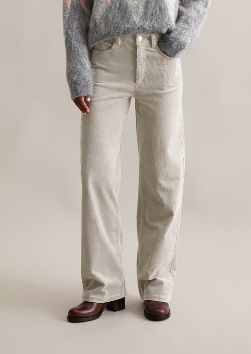 Corduroy pants model Tomma wide — Stone Grey