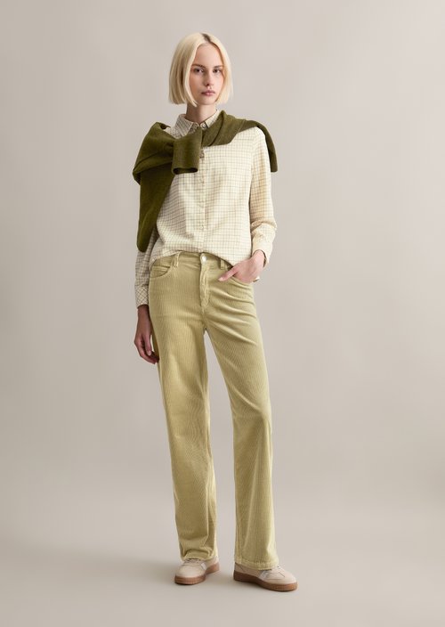 Corduroy pants model Tomma wide — Artichoke Leaf