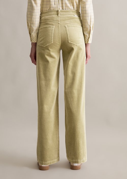 Corduroy pants model Tomma wide — Artichoke Leaf