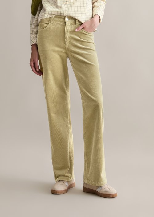 Corduroy pants model Tomma wide — Artichoke Leaf