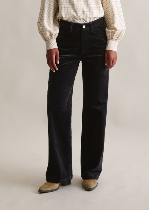 Corduroy pants model Tomma wide — Blue Depths
