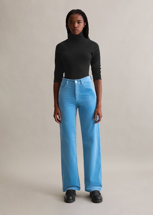 Corduroy pants model Tomma wide — Azure Sky