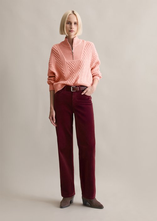 Corduroy pants model Tomma wide — Dark Maroon