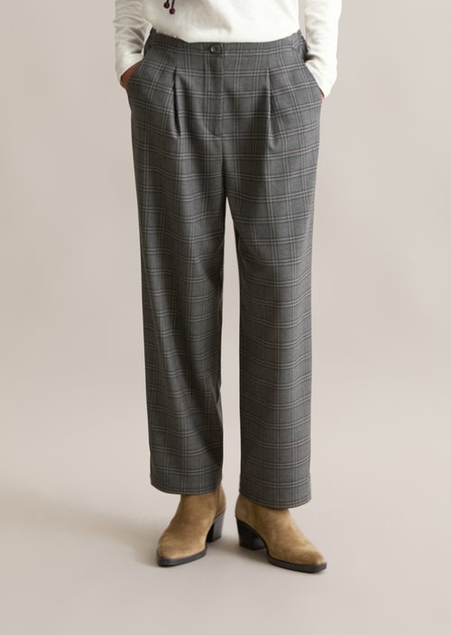 Check trousers loose tapered — Dark Grey