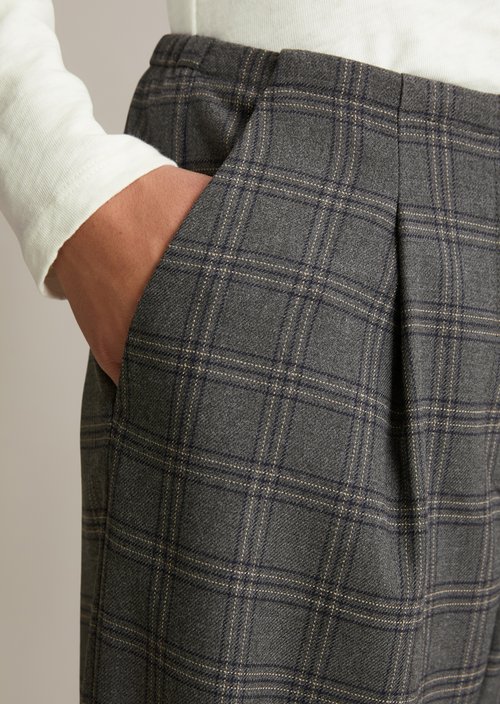 Check trousers loose tapered — Dark Grey