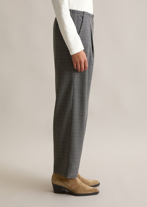 Check trousers loose tapered — Dark Grey