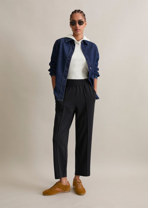 Tapered jersey pants — Black