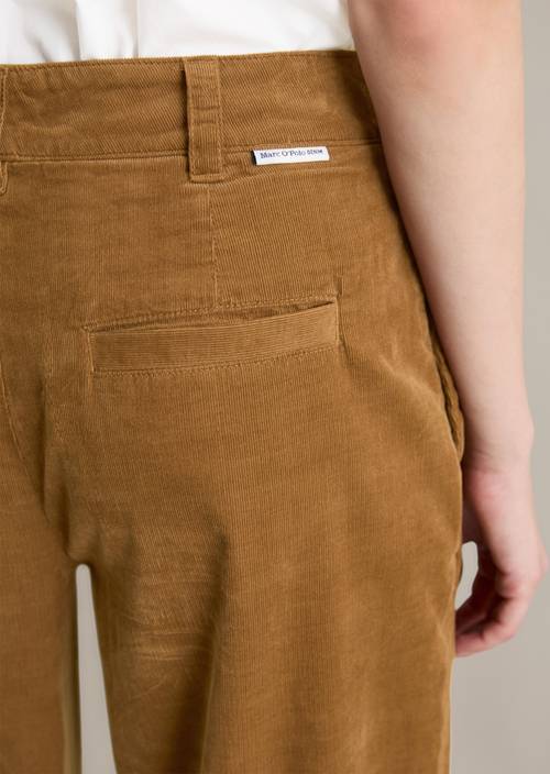 Geplooide corduroy broek wijd Wood Grain in detailaanzicht