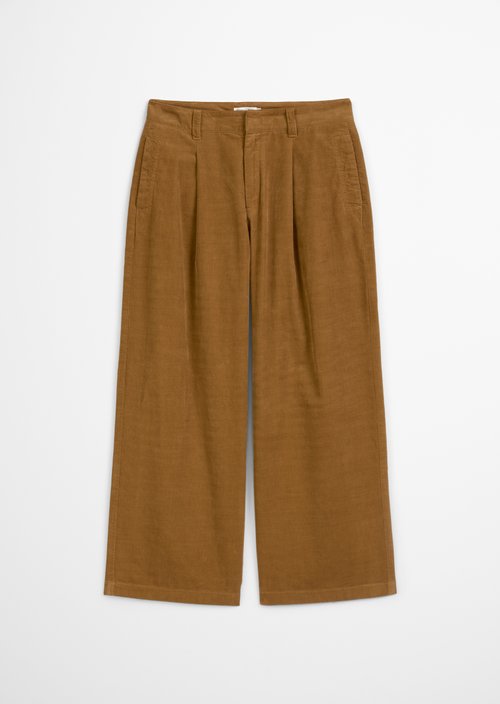 Pleated corduroy trousers wide — Wood Grain