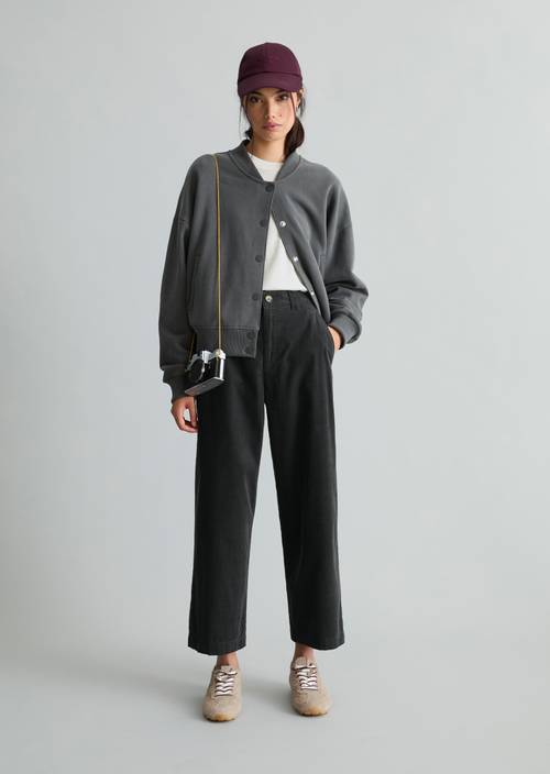 Corduroy pants loose Blue Depths in front view