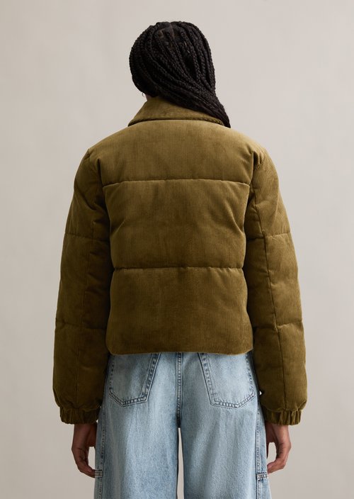 Corduroy puffer jacket regular cropped — Fir Green
