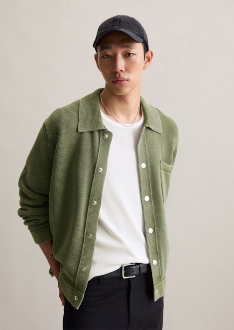Marc O'Polo Strickjacke relaxed, Herren, grün, Gr. xl, 100% Baumwolle