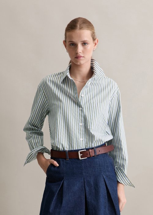 Relaxed striped blouse — Light Green