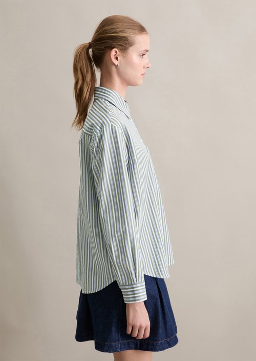 Relaxed striped blouse — Light Green