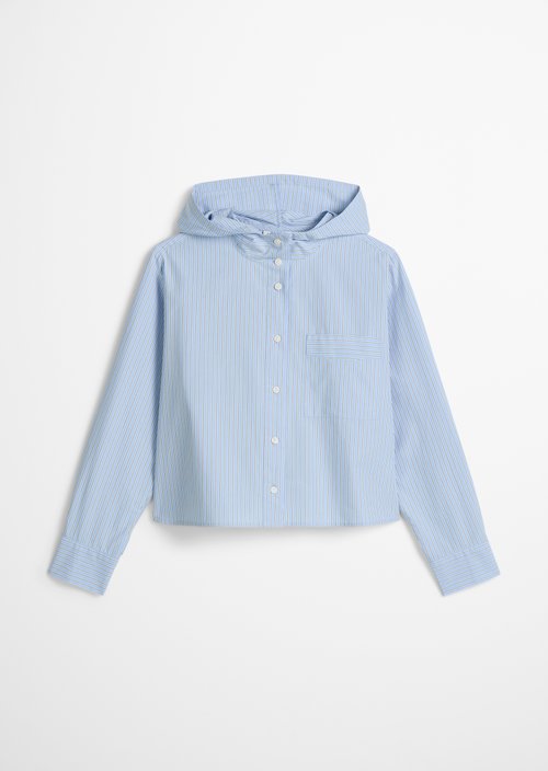 Relaxed hooded striped blouse — Light Blue