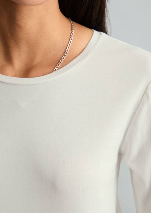 Longsleeve slim Silky White in detail view