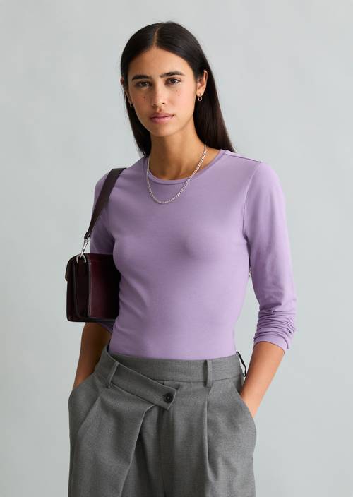 Longsleeve slim Lumi Lilac in Frontalansicht