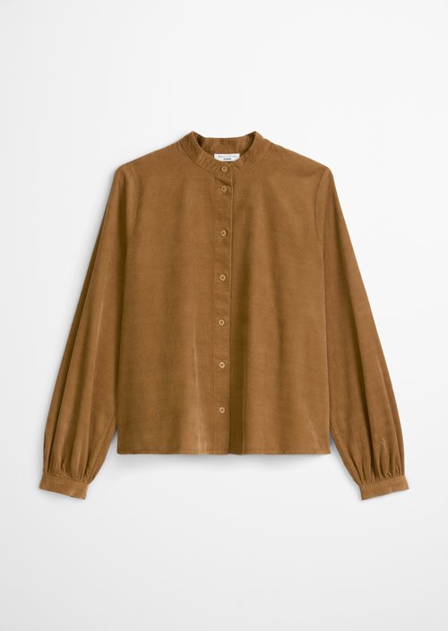 Flared cropped corduroy blouse — Wood Grain