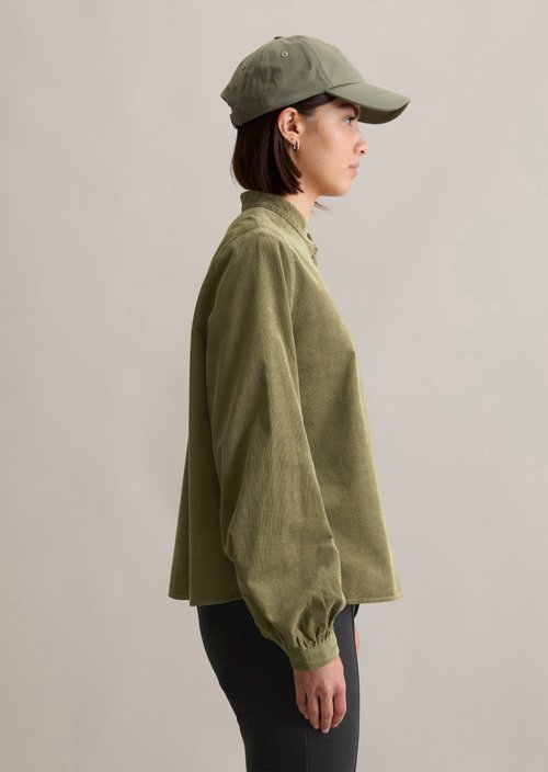 Flared cropped corduroy blouse — Desert Sage
