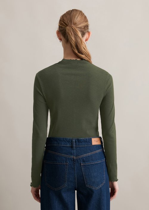 Ribbed longsleeve slim — Pineneedle