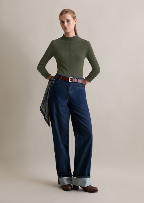 Ribbed longsleeve slim — Pineneedle